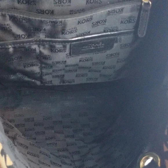 Michael Michael Kors Signature Black and Tan Canvas Tote - Picture 11 of 13